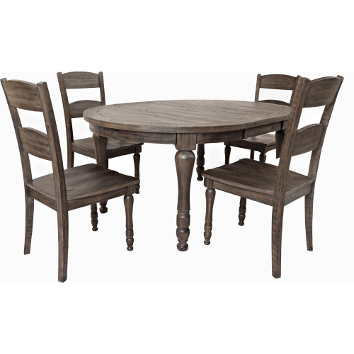 Madison County 5 Piece Oval Dining Set in Reclaimed Barnwood Brown Pine